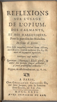 Book Id: 11199 Reflexions sur l'usage de l'opium ...et des narcotiques pour la...