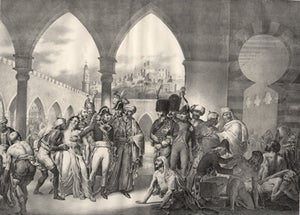 Book Id: 14483 Napoleon with the sick at Jaffa or in Egypt, lithograph by Champion after Gros. c. 1840? Napoleon Bonaparte.