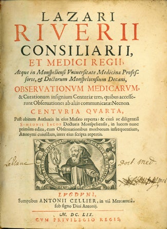 Book Id: 29260 Observationum medicarum... centuria quarta. Lazare Riviere.