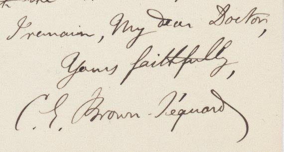 Book Id: 32089 ALs to Horatio Storer. Sept. 13", 1876. 2pp., 8vo. From London. Charles Eduard Brown-Sequard.