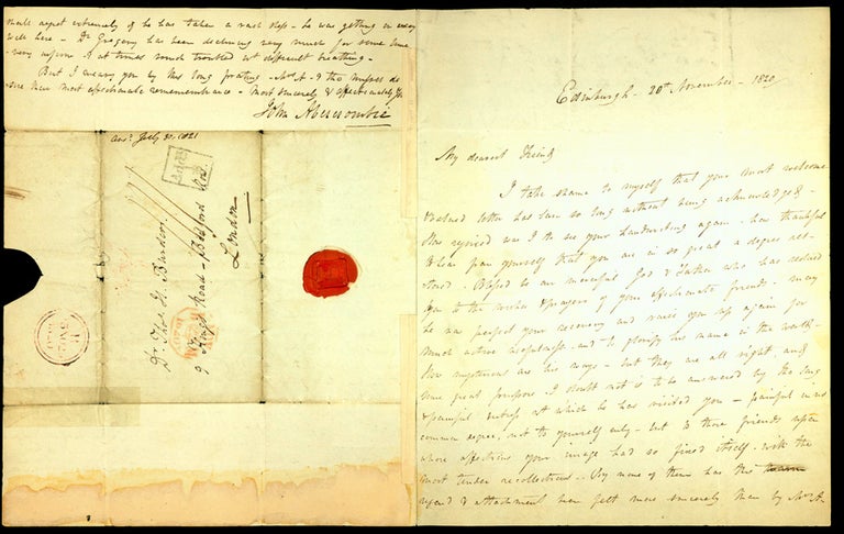 Book Id: 32459 Important and long Autograph letter signed to Thos. H. Burder, "My dearest Friend" John Abercrombie.