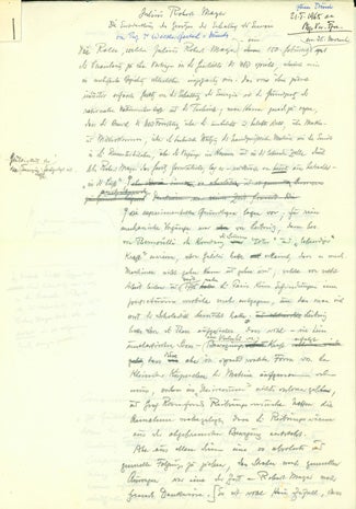 Book Id: 32980 Autograph manuscript signed: Julius Robert Mayer:Die Entdeckung des Gesetzes der Erhaltung der Energie. Walther Gerlach.