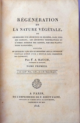 Book Id: 37708 Regeneration de la nature vegetale. Second and best edition. F....
