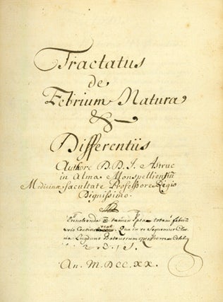 Book Id: 37811 Tractatus de febrium natura & differentiis.... 82pp. manuscript....