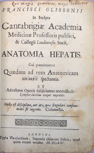 Book Id: 39772 Anatomia hepatis. Francis Glisson.