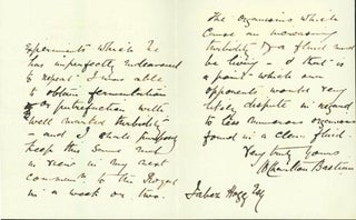 Book Id: 40225 Autograph letter signed to [Jabez] Hogg, discussing microbiology....