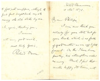 Book Id: 40454 Autograph letter signed to John Phillips. Richard Owen