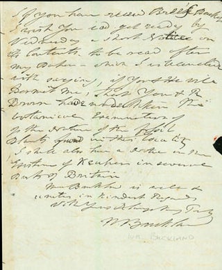 Book Id: 40462 Autograph letter signed to Charles Stokes. William Buckland