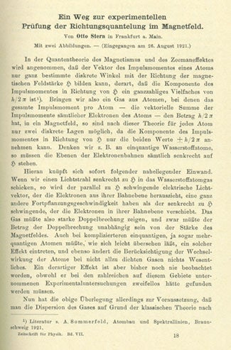 Book Id: 40522 Ein Weg zur experimentellen Prufung der Richtungquantelung im Magnetfeld [and] Der experimentelle Nachweis. . Otto Stern, Walther Gerlach.