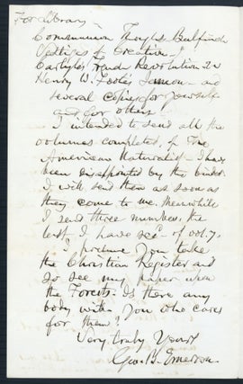 Autograph letter signed to Edward Emerson Bourne