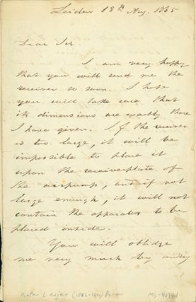 Book Id: 40744 Autograph letter signed, probably to Latimer Clark. Pieter...