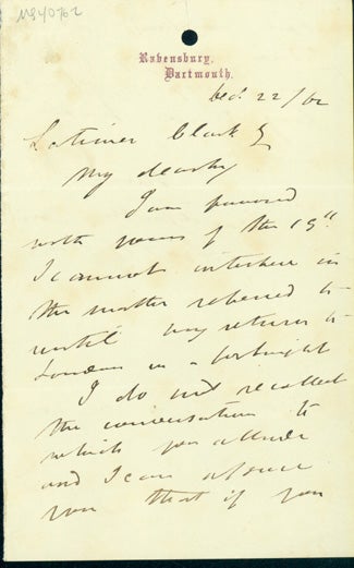 Book Id: 40762 Autograph letter signed to Latimer Clark. George Parker Bidder.