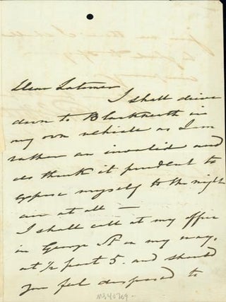 Book Id: 40769 Autograph letter signed to Latimer Clark. Robert Stephenson