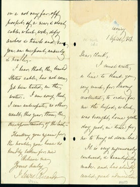 Autograph letter signed to Latimer Clark. John Lewis Ricardo.