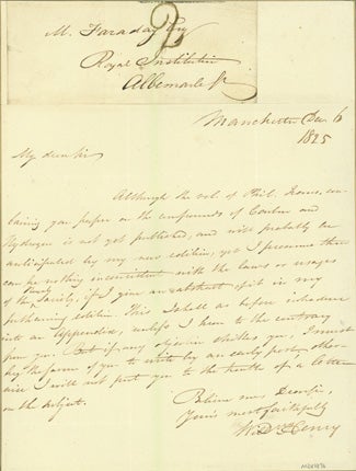Book Id: 40836 Autograph letter signed to Michael Faraday. William Henry.