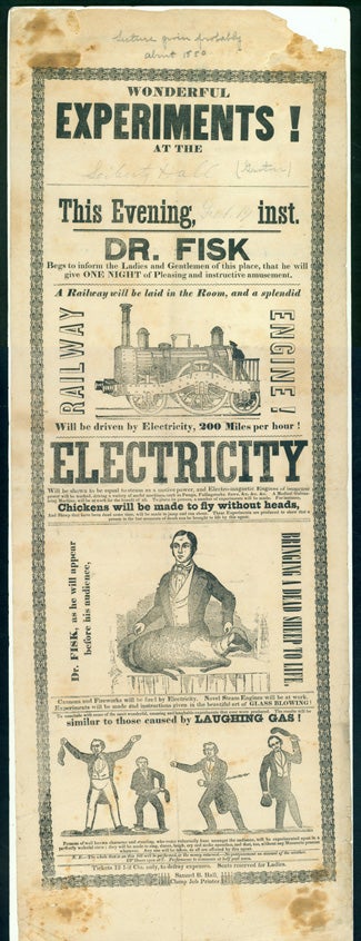 Book Id: 40877 Wonderful experiments! . . . Electricity . . . [Broadside]. Electricity.
