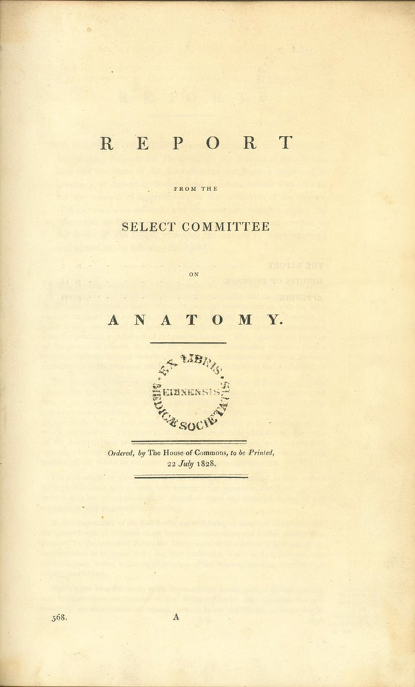 Book Id: 40962 Report of the select committee on anatomy. Anatomy.