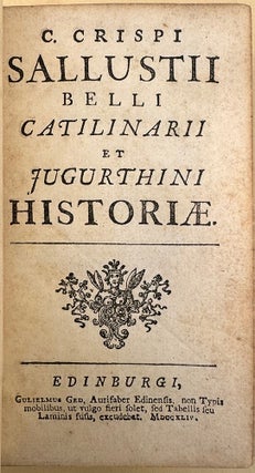 Book Id: 42166 Belli Catilinarii et Jugurthini historiae. 12mo. [ii], 150pp. ...