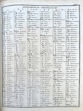 Alphabetum Tironianum seu notas Tironis explicandi methodus. Large folio