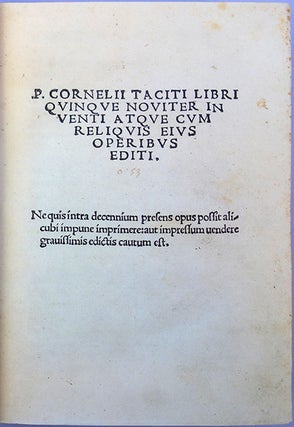 Book Id: 42431 P. Cornelius Taciti libri quinque noviter inventi atque cdum...
