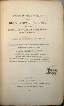 Book Id: 42635 Surgical observations on the restoration of the nose. Inscribed...