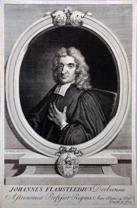 Book Id: 42753 Portrait engraved by George Vertue, 1721, after the painting by T. Gibson, 1712. Fine example. 333 x 230 mm. John Flamsteed.