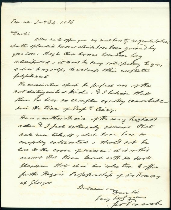 Book Id: 42864 Autograph letter signed to James Smith. George Peacock.