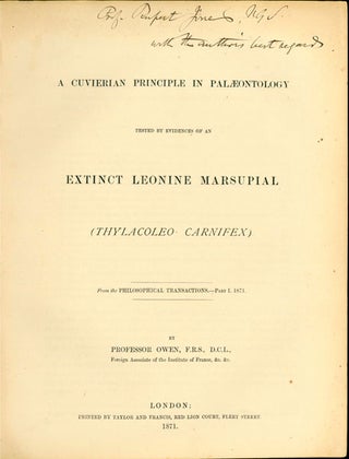 Book Id: 42975 A Cuvierian principle in palaeontology tested by evidences of an...