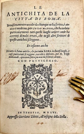 Book Id: 43099 Le antichita de la citta di Roma. (Contains Aldrovandi's first...