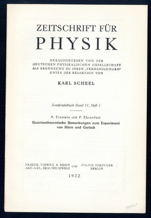 Book Id: 43287 Quantentheoretische Bemerkungen zum Experiment von Stern und...