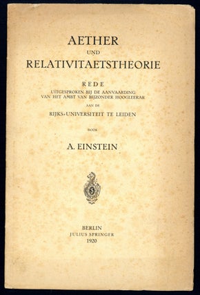 Book Id: 43308 Aether und Relativitätstheorie. Albert Einstein