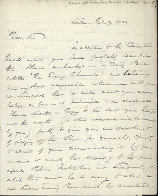 Book Id: 43370 3 autograph letters signed to William Rathbone. James Silk...