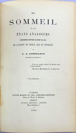 Book Id: 43416 Du sommeil et des etats analogues. . Ambroise Auguste Liebault