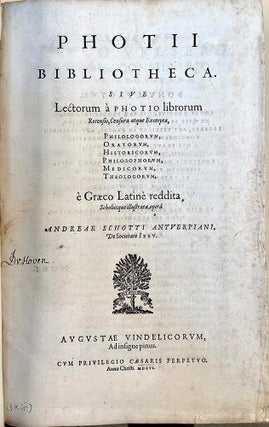 Book Id: 43456 Bibliotheca; sive, Lectorum a Photio librorum recensio, censura...