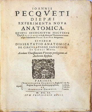Book Id: 43485 Experimenta nova anatomica. Jean Pecquet