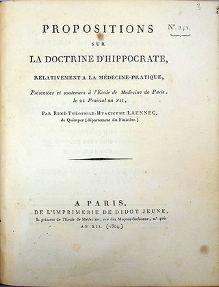 Book Id: 43499 Propositions sur la doctrine d'Hippocrate, relativement a la...