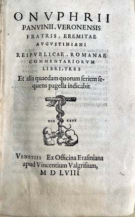 Book Id: 43561 Reipublicae Romane commentariorum libri tres. Onofrio Panvinio
