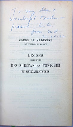 Lecons sur les effets des substances toxiques et medicamenteuses.