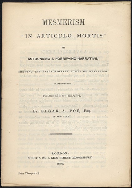 Book Id: 43625 Mesmerism "in articulo mortis" Edgar Allen Poe.