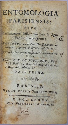 Book Id: 44237 Entomolgia Parisiensis. Antoine Francois de Fourcroy