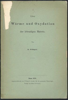 Book Id: 44309 Ueber Wärme und Oxydation der lebendigen Materie. Offprint....