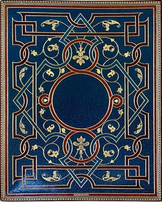 Livre de Prieres tisse d’après les enluminures des manuscrits du XIVe au XVIe siècle. Lyon: A. Roux, 1886. Four full-page illus. & each page within a decorative border, all taken from early illuminated MSS. 50 pages. Small 4to, original Jansenist-style binding of morocco by J. Kauffmann-Petit & Maillard, doublures of blue morocco richly gilt & inlaid to a retrospective Renaissance motif consisting of green, brown, & blue morocco interlocking strap-work, five raised bands on spine, top & bottom edges gilt