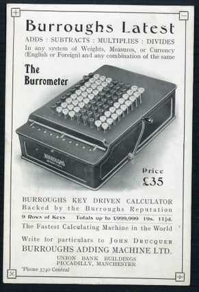 Book Id: 44657 Burroughs latest . . . the Burrometer. Burroughs Adding Machine Ltd