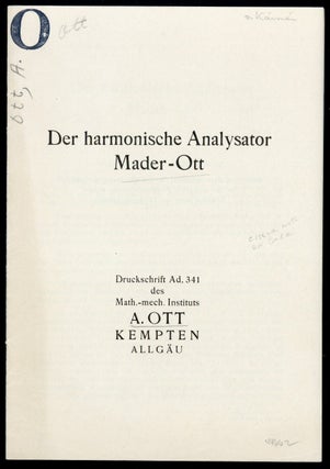 Book Id: 44662 Der harmonische Analysator Mader-Ott. A. Ott