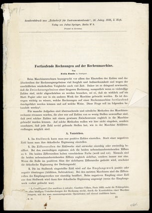 Book Id: 44665 Fortlaufende Rechnungen auf der Rechenmaschine. Fritz Emde