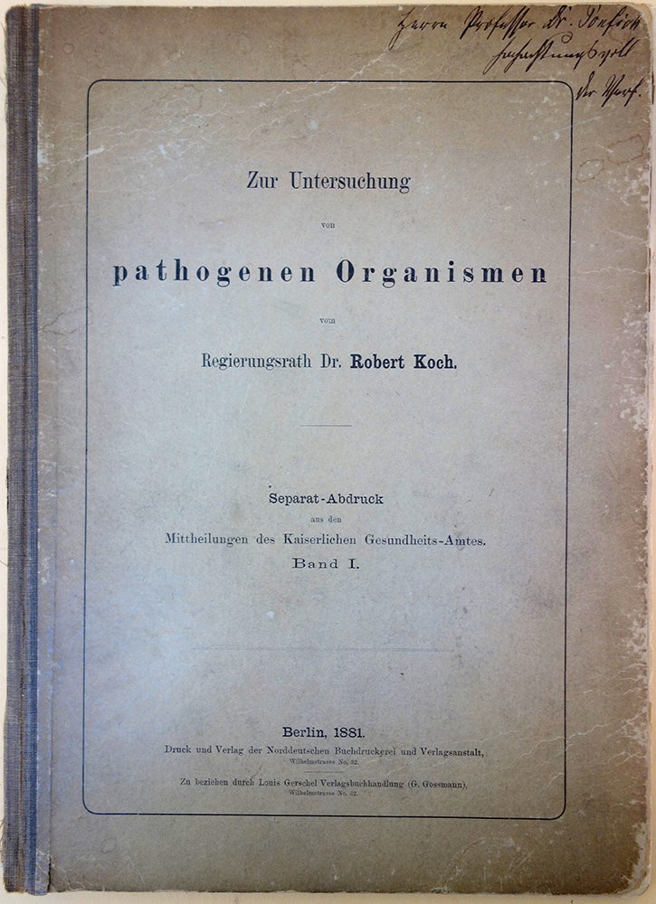 Book Id: 45016 Zur Untersuchung von pathogenen Organismen. Robert Koch.