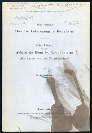Book Id: 45200 Neue Versuche über die Aufsaugung im Dünndarm. Offprint from...