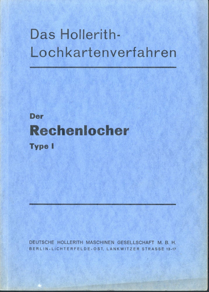 Book Id: 45269 Der Rechenlocher Type I. Deutsche Hollerith Maschinen Gesellschaft.