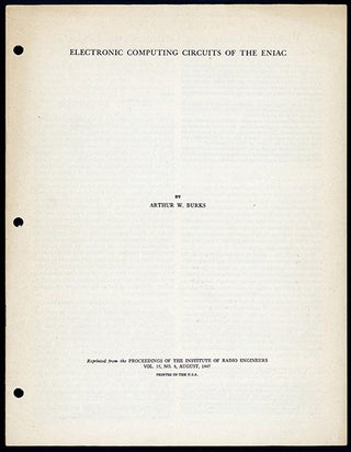 Book Id: 45284 Electronic computing circuits of the ENIAC. Offprint. Arthur W....