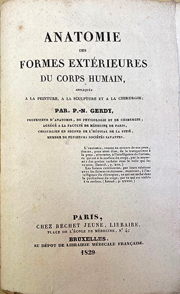 Book Id: 45298 Anatomie des forms extérieures du corps humain, appliquée à la peinture, à la sculpture et à la chirurgie. Pierre Nicolas Gerdy.